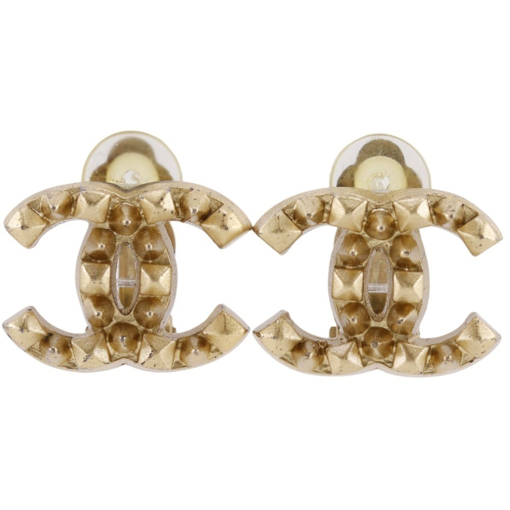 CHANEL Gold Logo Earrings